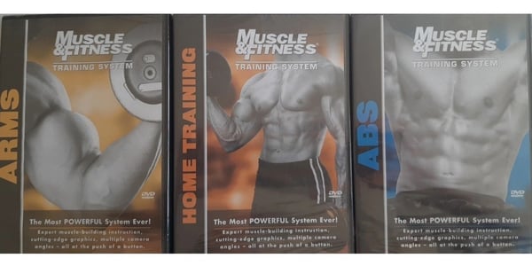 3 Muscle & Fitness Training System DVDs: ABS, Arms & Home Train