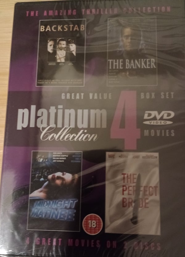 4 elokuvaa 2 DVD:llä: Backstab/The Banker/Midnight Matinee/The Perfect Bride