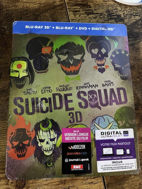 Suicide Squad 3D+2D Steelbook Blu-ray (Ranska-eksklusiivinen)