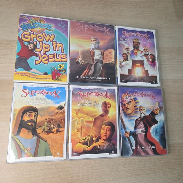 6 DVD-filmer: Superbook Bibletoons – Kristne Historier