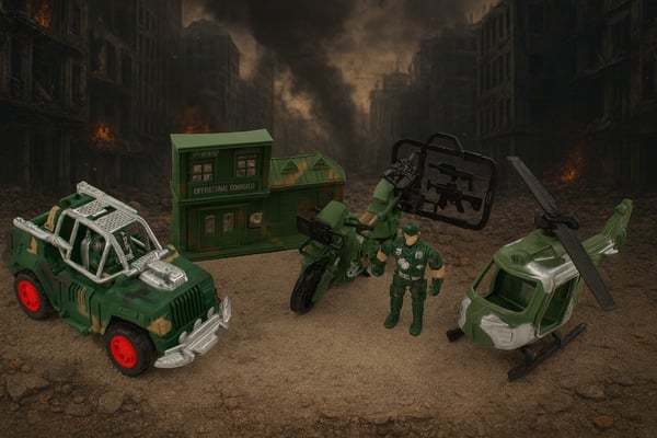 Army Base Playset Soldiers, Attack Helicopter & Military Combat Toy for Kids Brand New