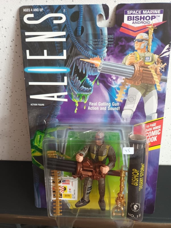 Vintage 1992 Kenner Aliens Space Marine Bishop Android USA CARD Brand ...