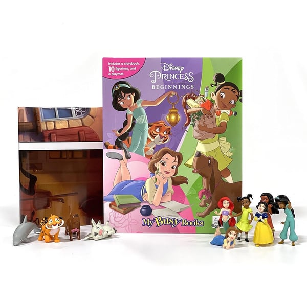 Disney Princess Beginnings My Busy Books with 10 Figurines & A PlayMat Brand New