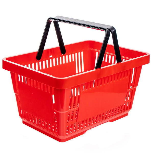 Indkøbskurv H-22 cm L-30 cm G-43 cm 22L rød 10 stk.