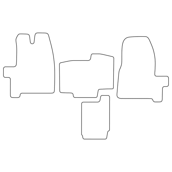 Velour-lattiamatot Ford Transit Customiin 2012-2023 - mustat reunukset