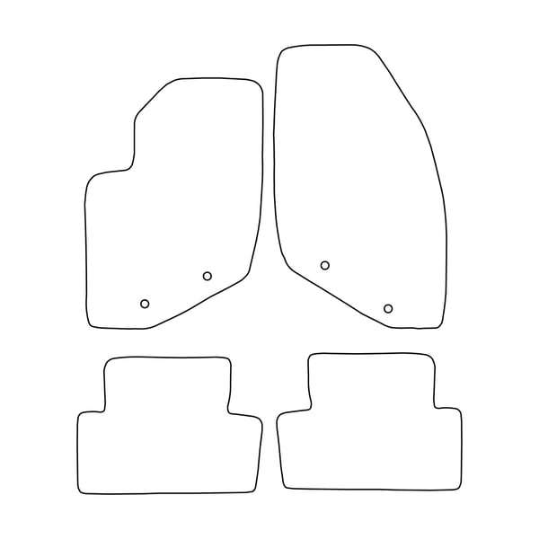 Velour-lattiamatot Volvo V70 II 2000-2007 - mustat reunukset