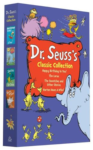 Dr. Seuss' klassiske 4-bogsætsamling: Tillykke med fødselsdagen!; Horton hører et hvem!; Lorax; Sneetcherne og andre historier