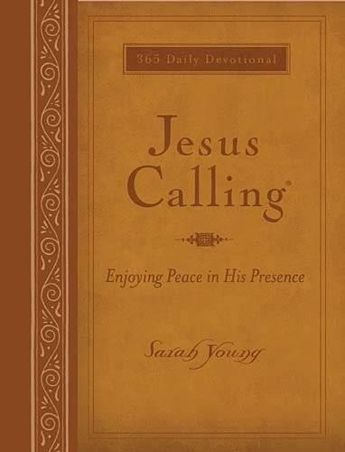Jesus Calling Stor Tekst Brun Lædersoft med Fuld Skrift: Nyd Fred i Hans Nærvær (En 365-dages Andagtsbog)