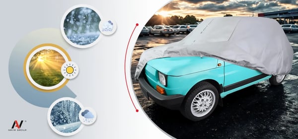 Auton suojapeite Fiat 126p -autolle, taaperoille, käytännöllinen, 3-kerroksinen, PAS