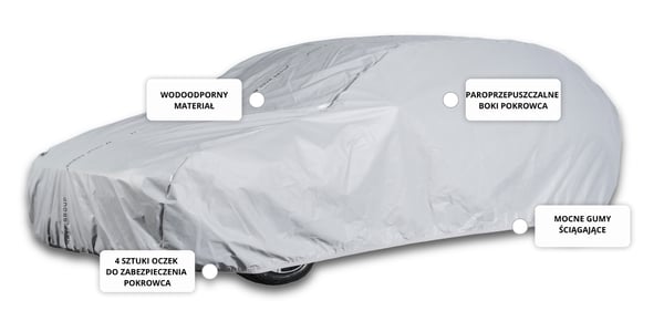 Auton suojapeite hatchback S3 330-355 -malleihin, Practic 3W -vyöt