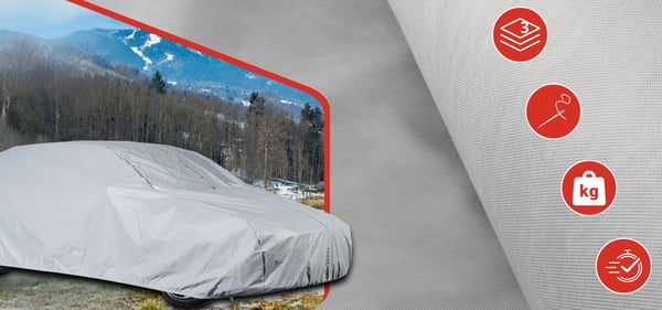 Auton suojapeite hatchback S3 330-355 -malleihin, Practic 3W -vyöt