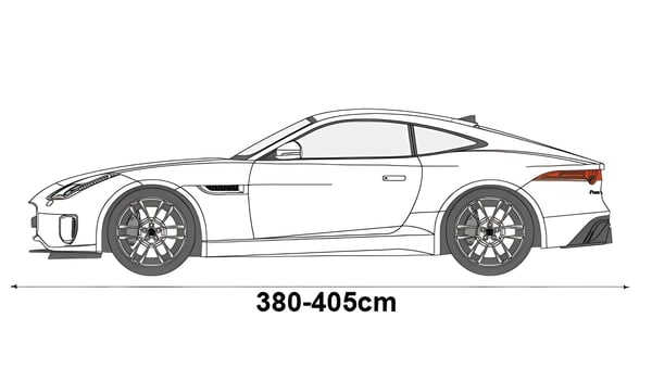Auton suojapeite Coupe S1:lle 380-405 cm, klassinen musta