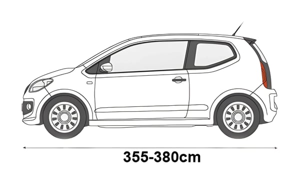Auton suojapeite hatchback S2 355-380 -malleihin, Practic 3W -vyöt