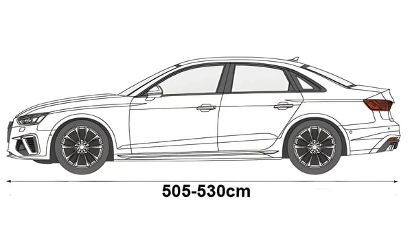 Auton suojapeite XL-sedaniin 505-530 cm, klassinen musta