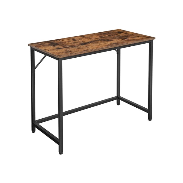Computerbord, skrivebord, lille kontorbord, 50 x 100 x 75 cm, arbejdsværelse, hjemmekontor, enkel montering, stål, industrielt design, rustik brun og sort LWD41XV1