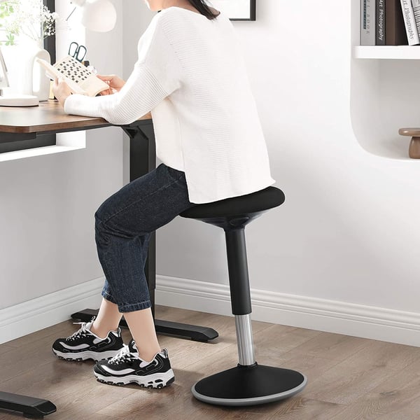 Stående skrivebordsstol, stående skammel, ergonomisk vippeskammel, 360° drejelig balance-stol, justerbar højde 60-85 cm, ingen samling krævet, sort OS