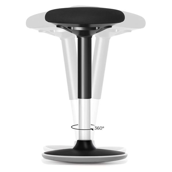 Stående skrivebordsstol, stående skammel, ergonomisk vippeskammel, 360° drejelig balance-stol, justerbar højde 60-85 cm, ingen samling krævet, sort OS