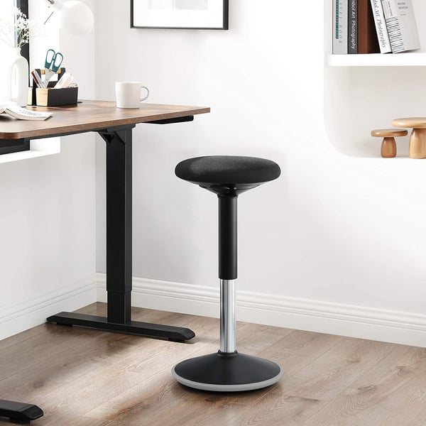 Stående skrivebordsstol, stående skammel, ergonomisk vippeskammel, 360° drejelig balance-stol, justerbar højde 60-85 cm, ingen samling krævet, sort OS