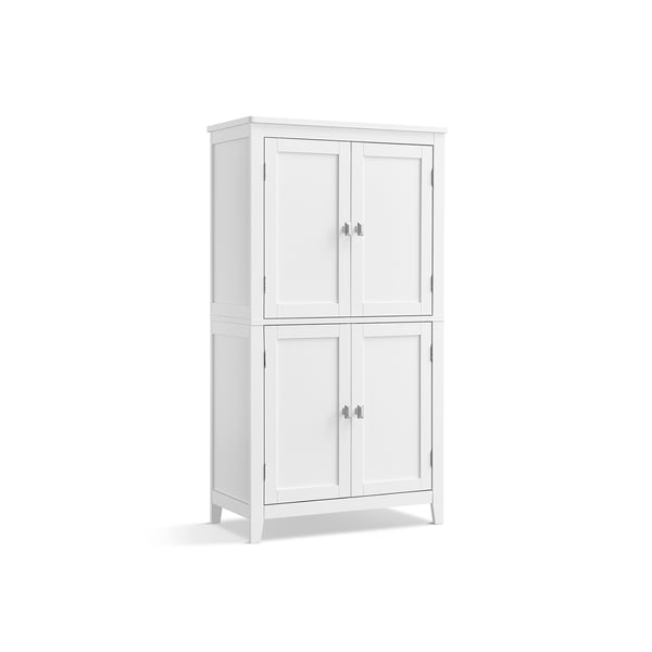 Opbevaringsskab på badeværelsesgulvet, fritstående skab med 4 døre, justerbare hylder, 11,8 x 23,6 x 43,3 tommer, hvid UBBC552P31