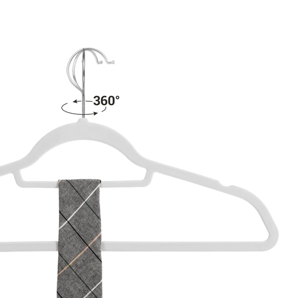 Sammetsklädhängare, 50-pack, halkfria klädhängare, 0,6 cm tjocka, platsbesparande, 360° vridbara krokar, 43,5 cm långa, för rock, jacka, skjorta, klän