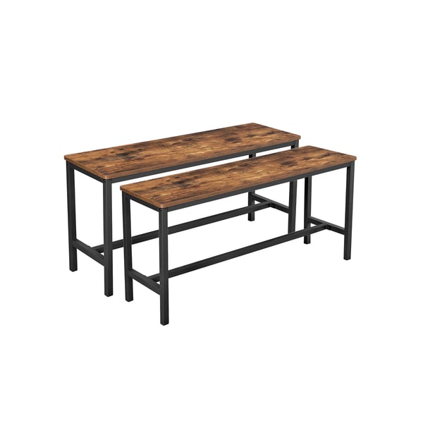Pöytäpenkit, 2 kpl, teollisen tyylin sisäpenkit, 108 x 32,5 x 50 cm, kestävä metallirunko, keittiöön, ruokasaliin, olohuoneeseen, maalaisruskea Pöytäpenkit, 2 kpl, teollisen tyylin sisäpenkit, 108 x 32,5 x 50 cm, kestävä metallirunko, keittiöön, ruokasaliin, olohuoneeseen, maalaisruskea