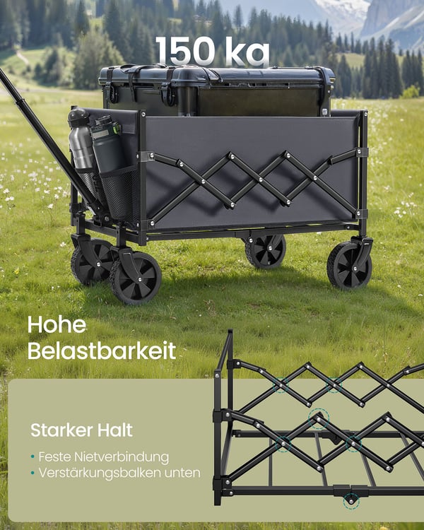 Håndvogn sammenklappelig op til 150 kg skifergrå