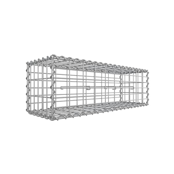 Gabionkorg, Gabionbur av metall med 5 x 10 cm nät för stenar, galvaniserad, trädgårdsinredning, väggavgränsning, 100 x 30 x 30 cm, silver GGB133