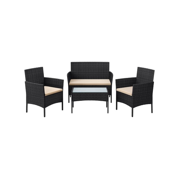 GGF004B05 Trädgårdsmöbelset för balkong PE Polyrattan Loungeset Utemöbler utomhus för uteplats Balkong Trädgård Svart Taupe