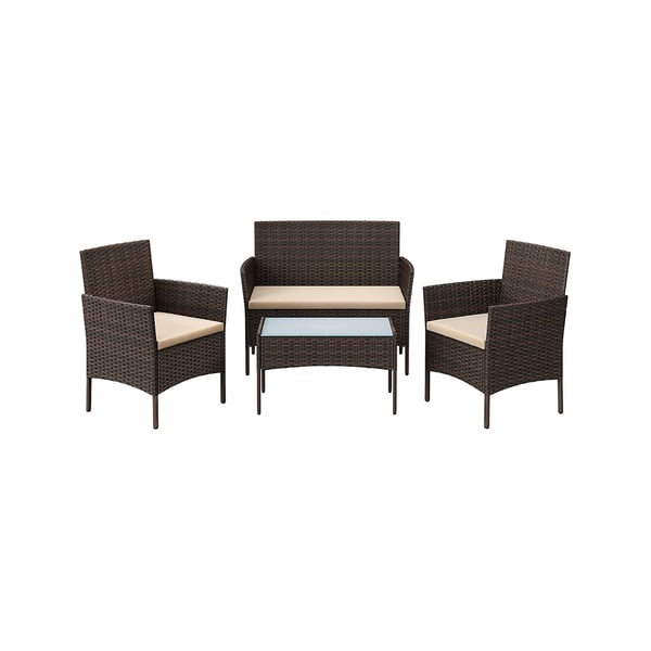 GGF004K05 Trädgårdsmöbelset för balkong PE Polyrattan Loungeset Utemöbler utomhus för uteplats Balkong Trädgård Brun Taupe