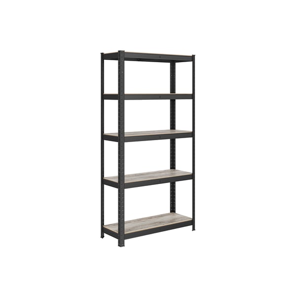 Stående hyllor, Bokhyllor, Förvaringshyllor, 5 hyllor, Kökshyllor, Hyllor, 30 x 75 x 150 cm, Belastning 650 kg, Justerbara hyllplan, Industriell design, Natural Black GLR030B11
