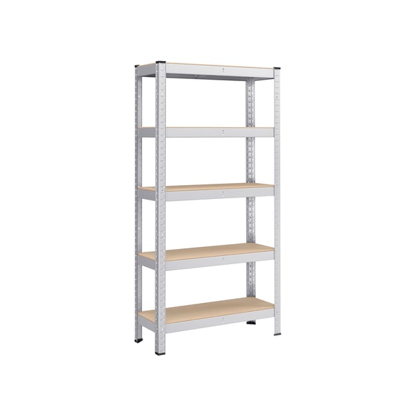 5-tasoinen hyllystö, teräshyllystö varastointiin, pultiton kokoonpano, autotalliin, vajaan, kantavuus 650 kg, 30 x 75 x 150 cm, hopea GLR030E01 5-tasoinen hyllystö, teräshyllystö varastointiin, pultiton kokoonpano, autotalliin, vajaan, kantavuus 650 kg, 30 x 75 x 150 cm, hopea GLR030E01