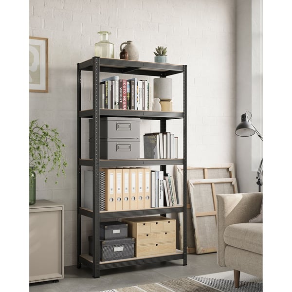 Justerbar stående hylde med 5 hylder 40 x 90 x 180 cm Grå-sort