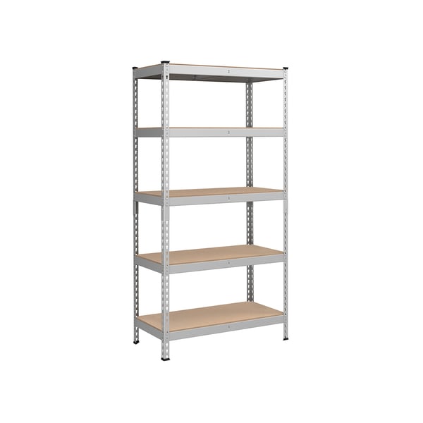 Raskas hylly 5 hyllyllä 45 x 90 x 180 cm hopea