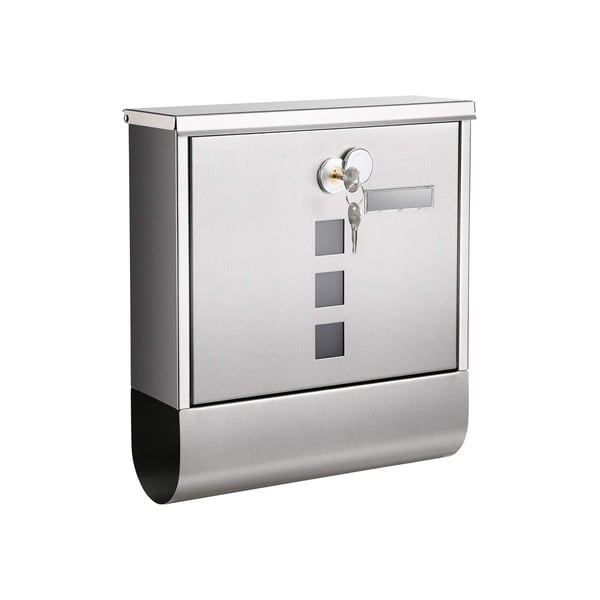 Postbox, väggmonterad brevlåda, kapslat lås med kopparkärna, tidningshållare, visningsfönster och namnskylt, enkel att installera, silver