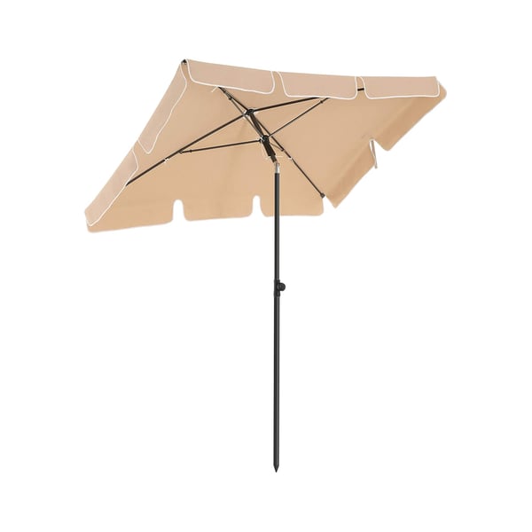 Rektangulärt balkongparasoll 1,8 x 1,25 m, UPF 50+ skydd, vinklingsbart solskydd, PA-belagd skärm, bärväska, trädgårdsterrass, bas ingår ej, Taupe GPU180K01