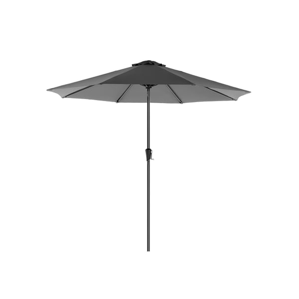 290 cm parasollparaply, UPF 50+, solskydd, 30° lutning i 2 riktningar, vevhandtag för öppning och stängning, för trädgårdar utomhus, pool, balkong, uteplats, fot medföljer ej, grå GPU30GYV1