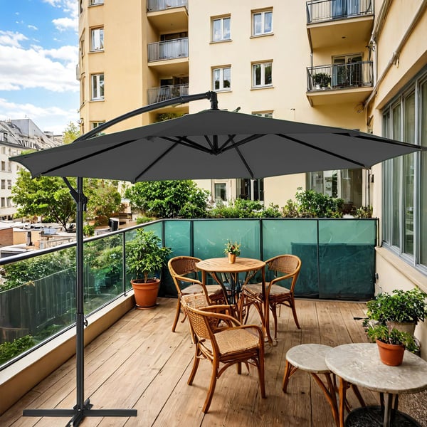 Parasol, udkraget parasol 300 cm d, med stativ