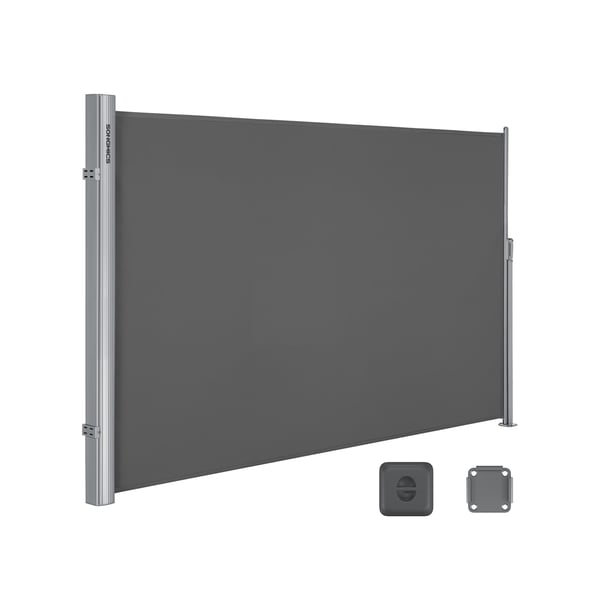 180 x 350 cm (H x B), sidomarkis för balkong och terrass, insynsskydd, solskydd, sidomarkis, rökgrå GSA185G