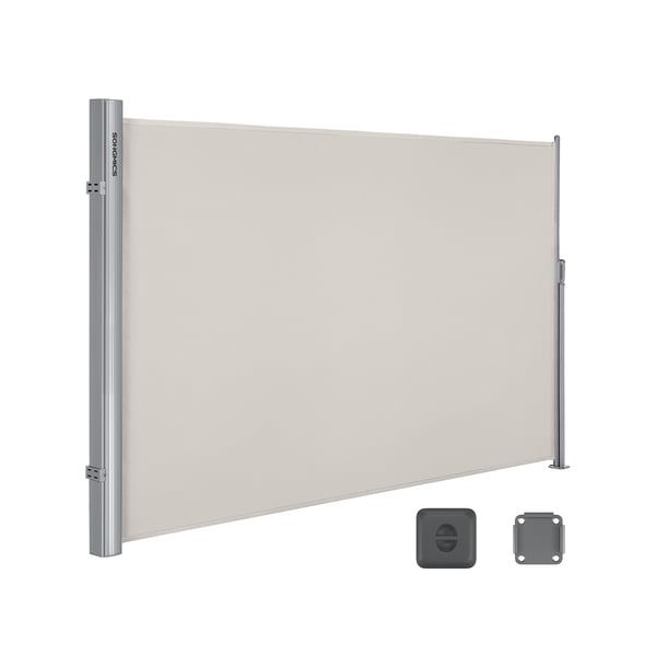 2 x 3,5 m (K x L), Sivumarkiisi parvekkeelle, terassille, terassille ja puutarhaan, lattiakiinnityksellä, yksityisyydensuoja, aurinkosuoja, sivusäleikkö, beige