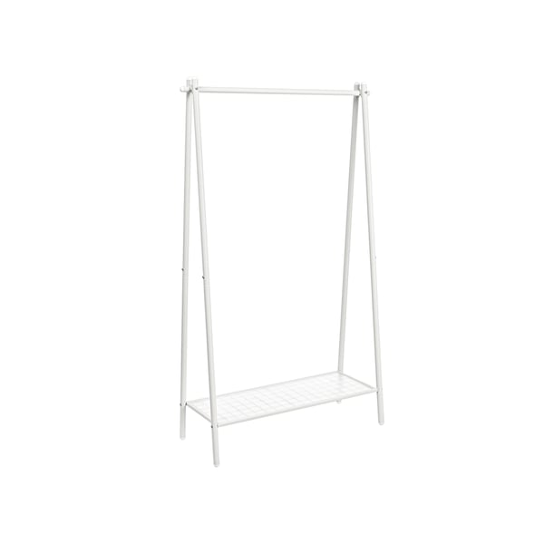 Tøjstativ, tøjstativ, tøjstativ med stålramme, med bøjlestang og hylde, 33,5 x 92,5 x 153 cm, til soveværelse, påklædningsværelse, vaskerum, hvid HSR023W01