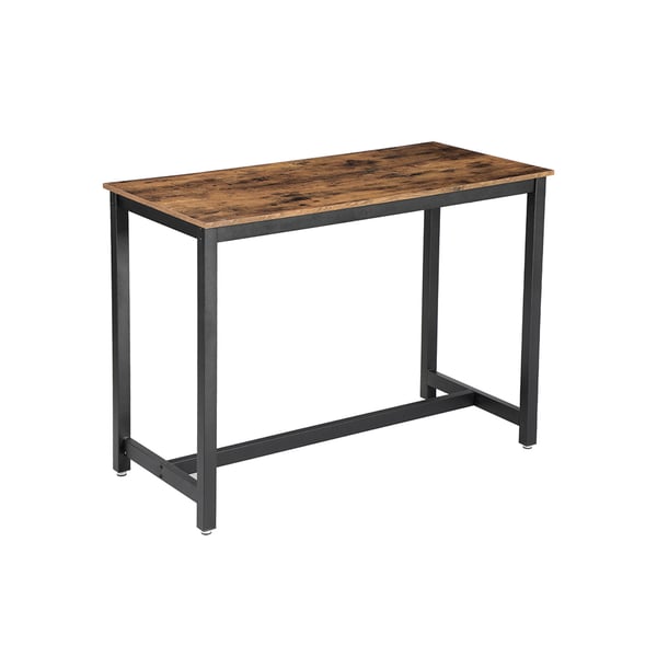 Barbord, industriellt köksbord, matbord med massiv metallram, för cocktails, bar, festkällare, restaurang, vardagsrum, trälook, 120 x 60 x 90 cm