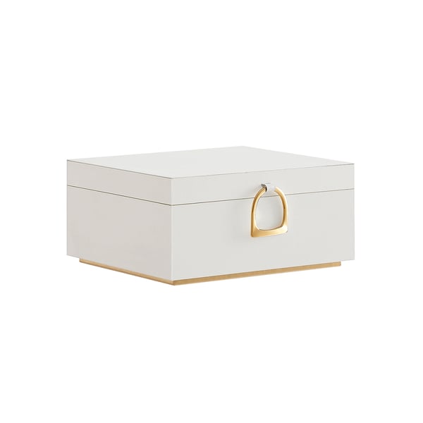 Joyero de 2 capas, organizador de joyas con asa, bandeja extraíble para joyas, almacenamiento de joyas, efecto flotante, 8.1 x 9.4 x 4.3 pulgadas, idea de regalo, regalos de Navidad, color blanco JBC