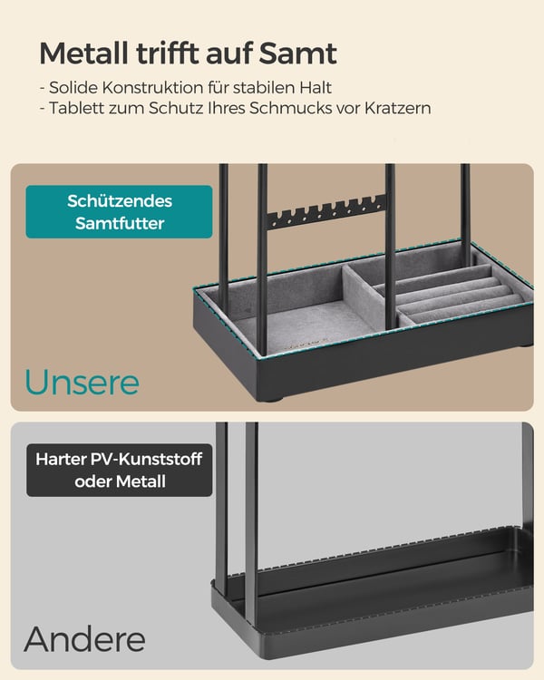 Smykkestativ metalramme gaveidé sort
