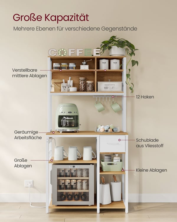 Køkkenhylde 40 x 80 x 180,4 cm gylden eg-farvet-skyhvid