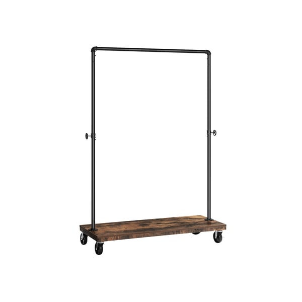 Tøjstang til soveværelset, robust tøjstativ, industrielt rørstativ med hylde, maksimal belastning på øverste stang 90 kg, vaskerum, butik, rustikt brunt og sort