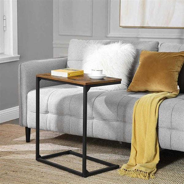 Sidebord, lille sofabord, sidebord, laptopbord, til soveværelset, stuen, arbejde i sengen eller på sofaen, enkel struktur, stabil, industriel stil, ru