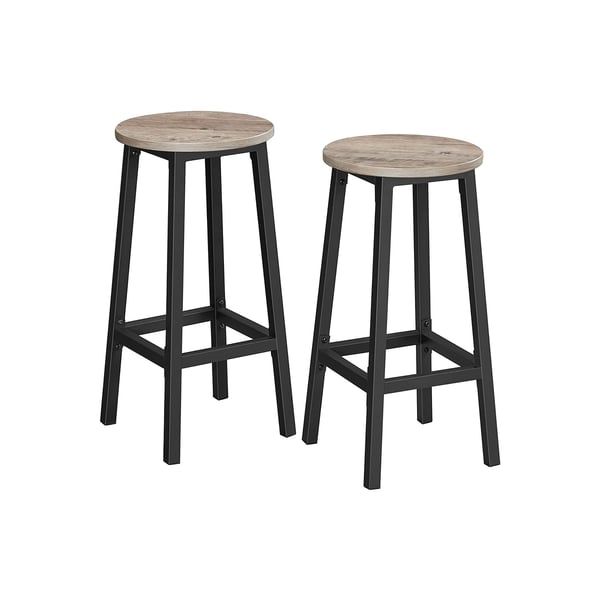 2 kpl baarijakkaroita Keittiötuolit, joissa on tukeva teräsrunko Korkeus 65 cm pyöreä Helppo kokoonpano Industrial Style Greige-Musta