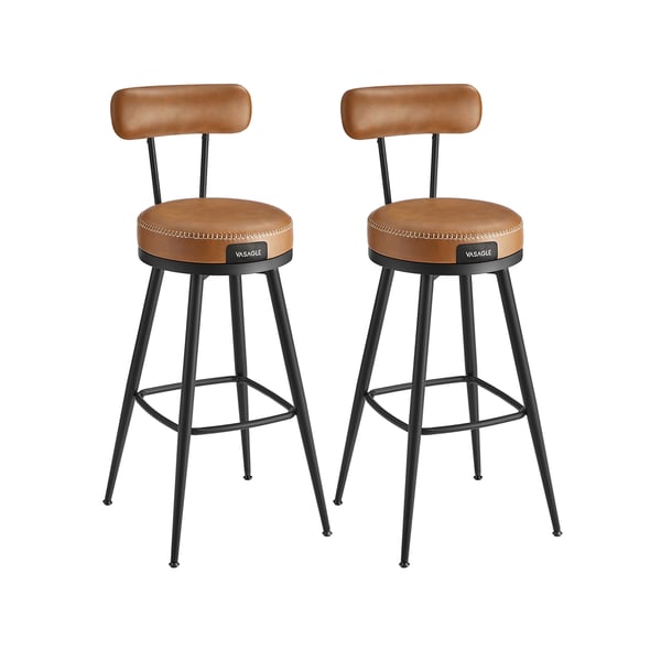 EKHO Collection - Baarijakkarat 2 kpl kääntyvä baarijakkara selkänojalla keinonahkaa tikkauksilla Mid-Century Modern Style 76cm pitkä keittiö kotibaari karamelli ruskea LBC889K01 EKHO Collection - Baarijakkarat 2 kpl kääntyvä baarijakkara selkänojalla keinonahkaa tikkauksilla Mid-Century Modern Style 76cm pitkä keittiö kotibaari karamelli ruskea LBC889K01