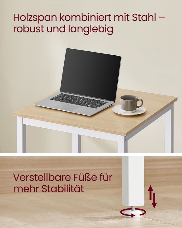 Barbord med stålstel 60 x 60 x 92 cm eg beige-hvid