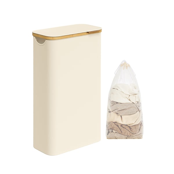 Tvättkorg 60 liter med lock Cream vit